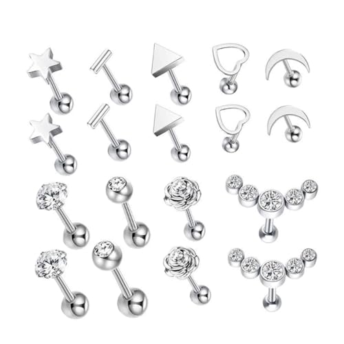 Holibanna 9 Pares aretes pendientes de mujer earrings for women pendientes fiesta earloop tamishome arete de niña pendiente de las niñas arete de corazón Acero inoxidable Silver