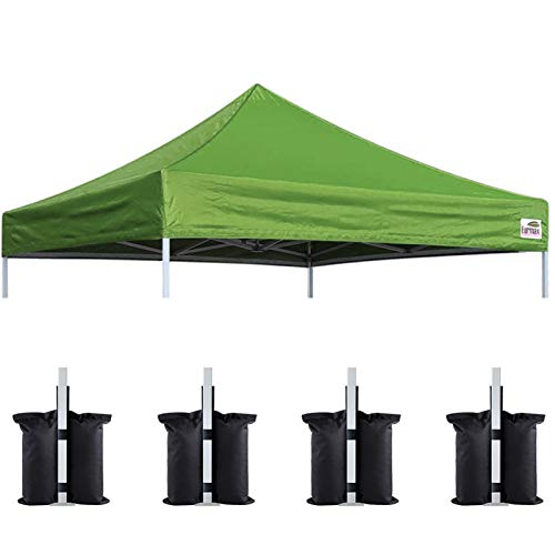 Image of Eurmax USA 10x10 Pop Up Canopy Replacement Top,Universal Instant Canopy Cover ONLY,Heavy Duty UPF 50+ UV Protection,Water & Wind Resistant Tarp,30+ Colors Available,Bonus 4 Sand Bags (Field Green)