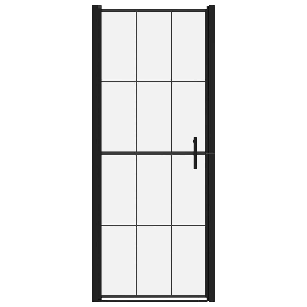 vidaXL Duschtür mit Edelstahlgriff Nischentür Pendeltür Duschkabine Schwingtür Duschabtrennung Dusche Duschwand Hartglas 91x195cm Schwarz