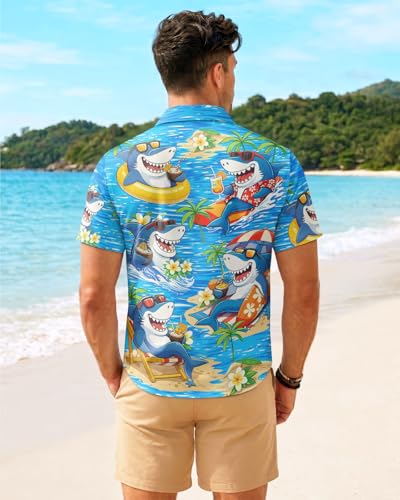 Image of 99TIMORO Fathers Film Button Down Shirt for Men, Funny Hawaiian Short Sleeve Top, Summer Beach Gifts