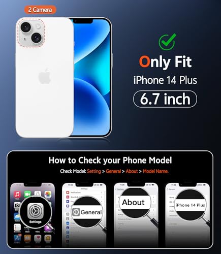 Image of FNTCASE for iPhone 14 Plus Case: Clear Magnetic Phone Cases Compatible with Magsafe Slim Anti Yellowing Military Grade Drop Protection Rugged Protective Transparent Cell Phone Cover (B-Blue)