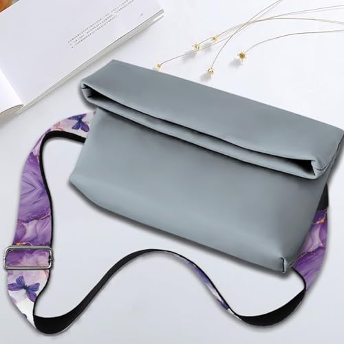 Image of Coldinair Purple Marble Print Bag Handle Strap Replacement Butterfly Purse Bag Strap for Women Men Luggage Strap Suitcases Luggage Carrying Bags