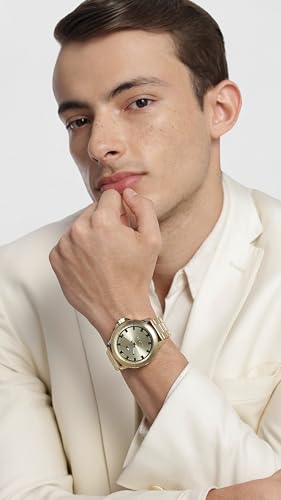 Image of Tommy Hilfiger Nelson Quartz Basic Light Gold Dial Gold Stainless Steel Strap Analog Watch for Men