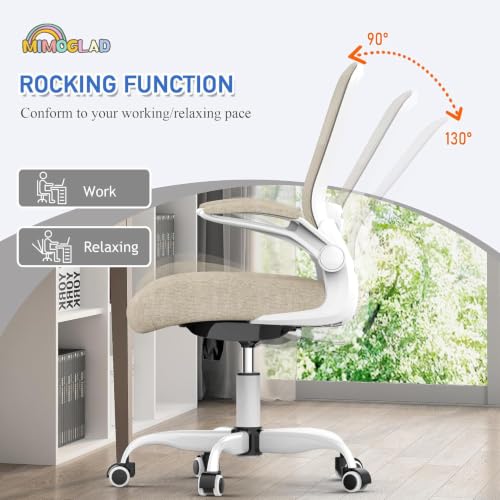 Image of Mimoglad Home Office Chair, High Back Desk Chair, Ergonomic Mesh Computer Chair with Adjustable Lumbar Support and Thickened Seat Cushion (Modern, White and Beige Two-Tone)
