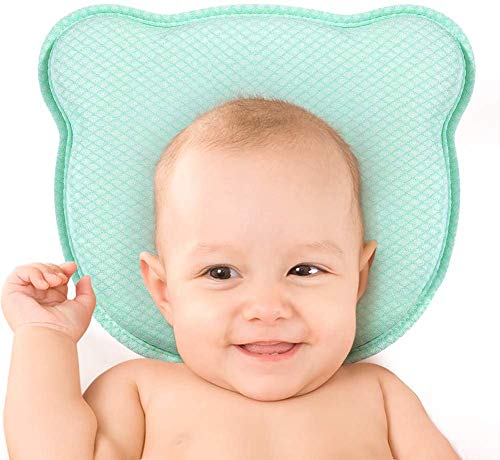 Almohada de bebé para recién nacido, almohada de espuma viscoelástica transpirable con funda extraíble para bebé