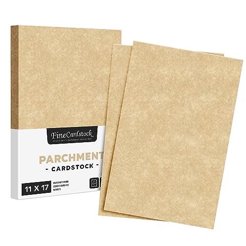 Aged Stationery Parchment Recycled Paper | 65lb Cover Cardstock | 11' x 17' inches | 50 Sheets per Pack