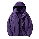 Men's 3 In 1 Rain Jackets Waterproof Ski Jackets Windproof Snow Raincoat Hooded Removable Fleece Lined Warm Coats