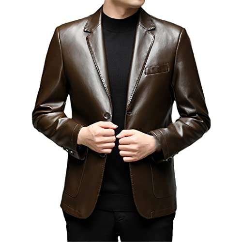 Veste en cuir homme manteau ajusté simili blouson motard M