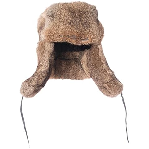Real Rabbit Fur Hat for Men Classic Russian Trapper Ushanka for Women, Perfect for Winter Outdoor Cover
