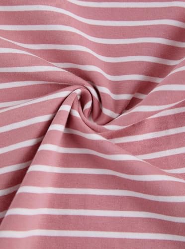Image of Girls Striped Shirt Flutter Sleeve Top Crewneck Cute Summer T Shirts Casual Tees Pink Stripe 11-12Y