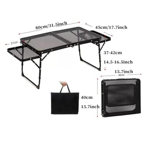 Mesa plegable para parrilla, fácil de transportar, mesa de camping plegable para exteriores, aluminio ligero, mesa de picnic portátil con paneles de ala y mesa de malla, ideal para barbacoa - imagen 3