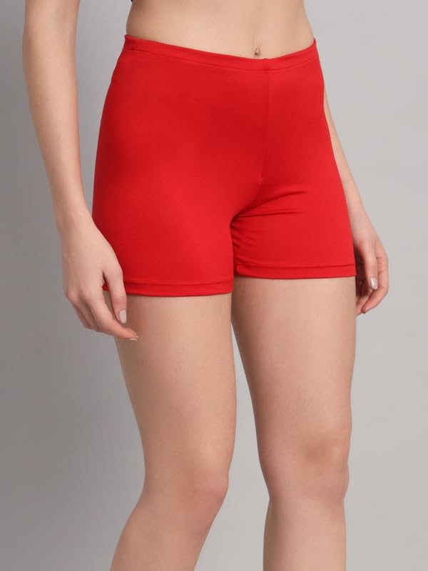 Image of Women's Workout Yoga Athletic Running Dance Gym Shorts High Waist Cheerleader Volleyball Short Pants Red