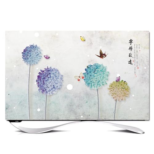 Hixingo Cubierta Antipolvo para TV, Funda para Televisor Elástico Protector para Smart TV Cubierta de Televisión Pantalla de Funda impresión de Diente de león (32