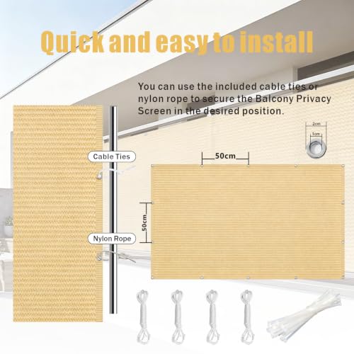 Brise vue jardin occultant jaune sable avec œillets et corde HDPE - 8