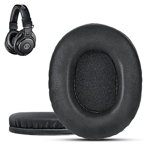Krone Kalpasmos Audio Technica ATH-M50X Replacement Ear Pads, Audio Technica Headphone Pads for ATH M50 M50s M50BT M40X M40 M35 M30, Ath Headphone Covers for ATH M-Series, Soft Memory Foam, Black Cover