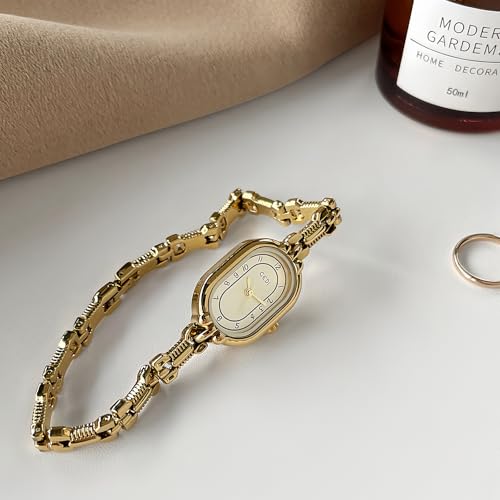 Elegant Women's Vintage Oval Gold Watch - Minimalist Analog Bracelet Timepiece, Waterproof Luxury Fashion Accessory - Image 5
