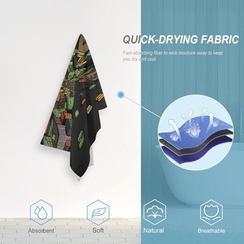 Serviette de camping douce en microfibre de qualité supérieure au motif urbain - 5