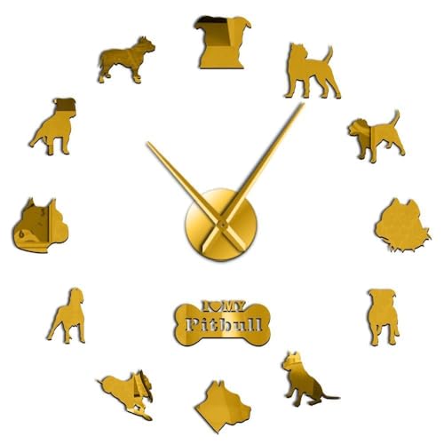 Horloge murale 3D Pit Bull acrylique pour décorer un grand mur vide