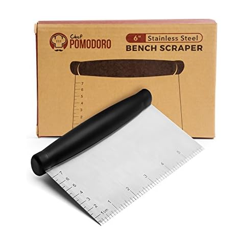 Multi-Purpose Bench Scraper 6-Inch Chef Pomodoro, Pastry Scraper, Stainless Steel Chopper, Heavy Duty Bench Knife, Pizza Dough Scraper, Stainless Scraper Chopper Cover