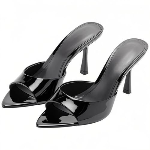 Image of YIYA Women's Open Pointed Peep Toe Mules Kitten Heels Stiletto High Heels Slide Sandals Summer Slip On Backless Dress Spring Summer Pumps Shoes