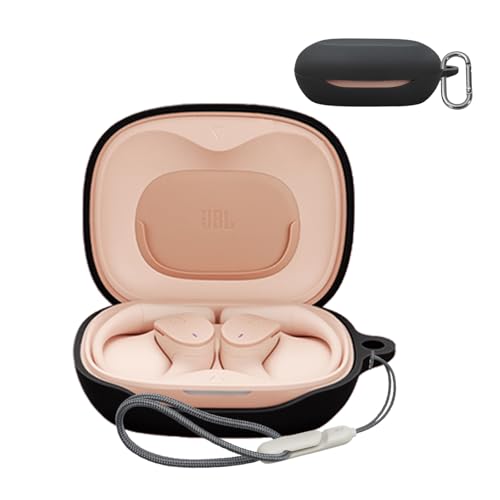 For JBL SENSE LITE ケース 保護カバー 保護ケース シリコンケース SpinoArmor 装着充電可能 全面保護 落下防止 キズ防止 耐衝撃 防塵 軽量 収納 カラビナ付き JBL SENSE LITE 対応(ブラック)