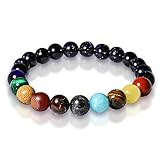 BYETOCE The Eight Planets Bracelet Solar System Bead Bracelet Natural Stone Bangle Jewelry Adjustable Universe Galaxy Crystal Beaded Stretch Bracelet Stress Relief Gifts For Women Men