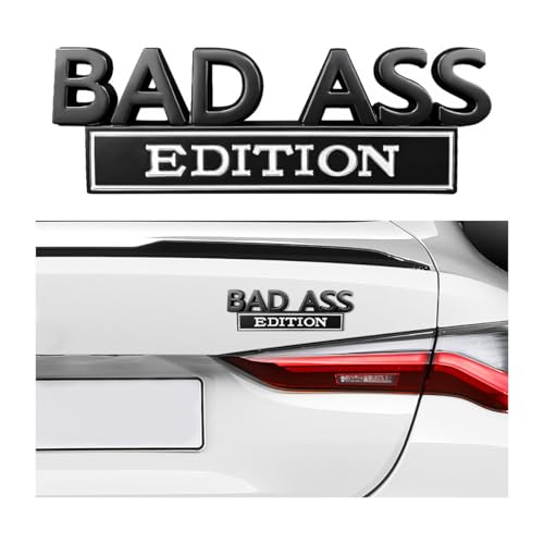 Image of Wevdn Car Bad Ass Edition Emblem, 3D Raised Funny Bad Ass Edition Metal Sticker Fender Badge Decal, Self-Adhesive Bad Ass Tailgate Hood Auto Body Decor, Exterior Car Accessories (Black&White)