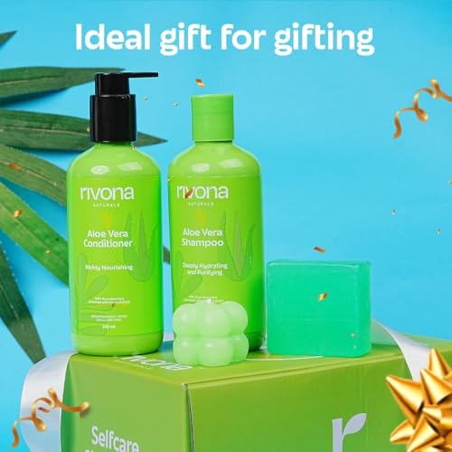 Rivona Natural Pure Aloe Vera Bath & Body Care Gift Set |Diwali Gift Set | Fresh Pure Aloe Vera Gift Box To Pamper Your Loved Ones |100% Natural Vegan | Pack of 4| All skin types | All Occasion - Image 5