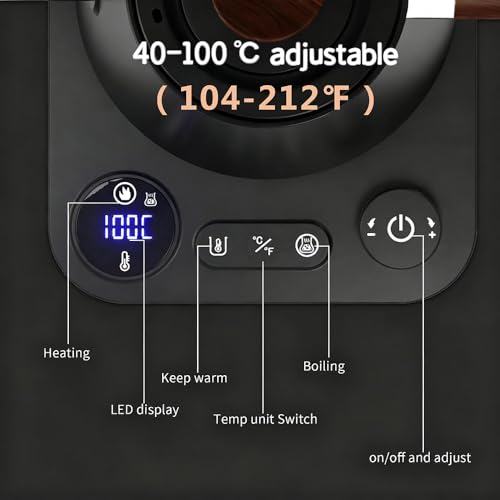 Hervidor Eléctrico GUDAC Negro 0.9L Control Temperatura miniatura 5
