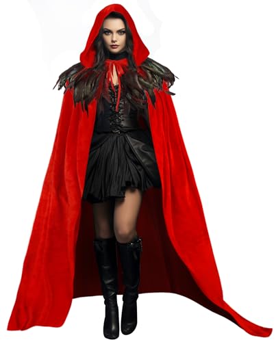 Bata de Halloween unisex capa de terciopelo negro larga de adulto con plumas