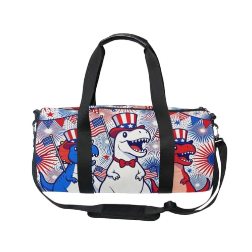 Bolsa de gimnasio ligera y espaciosa con motivos patrióticos de T-Rex para entrenar 2