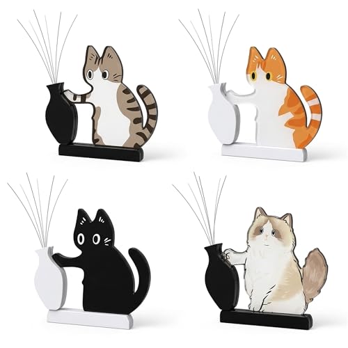 4Pcs Cat Whisker Holder Magnet Set. Acrylic Cat Whisker Vase & Decor. Unique Pet Cat Fur Keepsake & Vase Magnets for Fridge. Cat Memorial Gifts for Cat Lovers and Perfect Cat Gifts for Women
