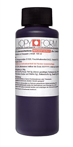 KOPYFORM Encre Alimentaire ROUGE (magenta) 100ml pour Imprimantes de Canon (KOL113)