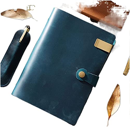 レザースパイラルノートA5ロックカバージャーナルオフィス教師学生日記旅行DIY手作りスケッチブック192ページシンプルギフト(カラー:A、サイズ:罫線紙)