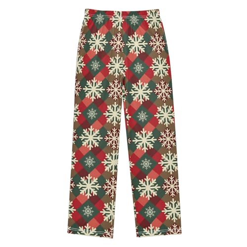 Christmas Pajama Pants Pattern Red Green Snowflake Long Sleep Pants Lounge Bottoms