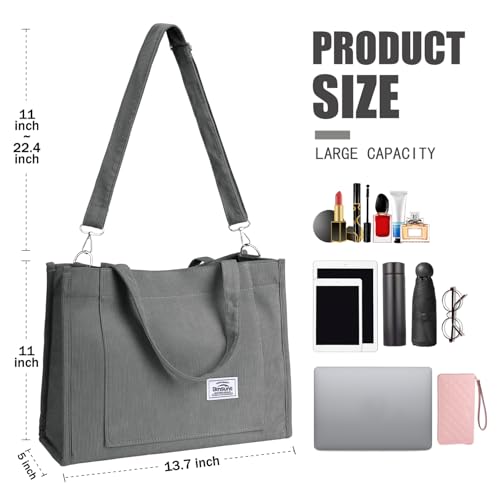 Image of Corduroy Tote Bag for Women Small Satchel Bag Mini Tote Bag Aesthetic Crossbody Handbag - School Work Travel Shopping