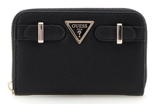 Portefeuille GUESS Eco Ali Zip Around Black en similicuir noir élégant pour femme