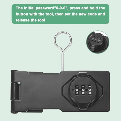 Image of M METERXITY 2-Pack Keyless Combination Lock, 4.3 inch Zinc Alloy Mechanical Password Twist Knob Hasp Locks Latch, 90 /180 Degree Barn Door Lock for Cabinet /Closet /Garage /Drawers /Garden [Black]