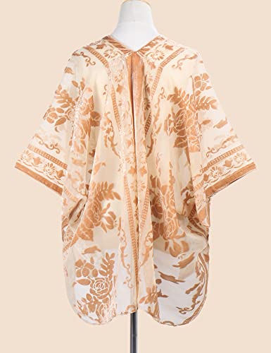 Image of MJ SERECA Women's Burnout Velvet Kimono Cardigan Cover Up with Tassel