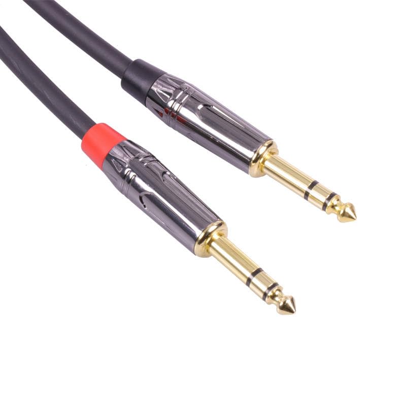 10pcs/lot Jack 6.35mm Connector Gold Plated 6.35mm 3 Poles Stereo Male Plug Wire Connector 1/4" Microphone Plug 5Pairs Red+Black