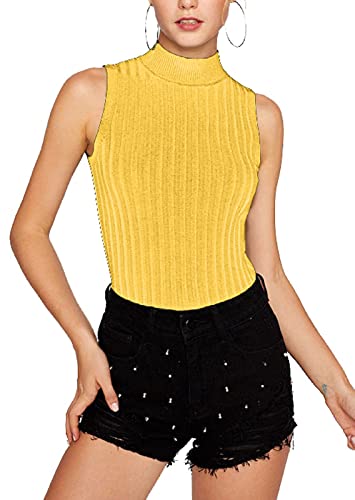 Nicetage 2025 Ribbed Sweater Tank Tops for Women Knit Mock Neck Top Sleeveless Shirts Summer Casual Basic Vest Tanks4