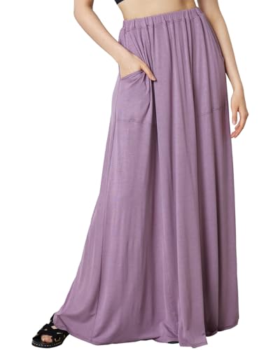 noflik Womens Paisley Pattern Curved Hem Flowy Maxi Skirts