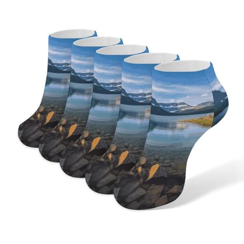 5 Pairs of Cotton Ankle Socks for Women Men Glacier National Park Low Cut Socks for Running Hiking No Show Athletic Sock - Main Image