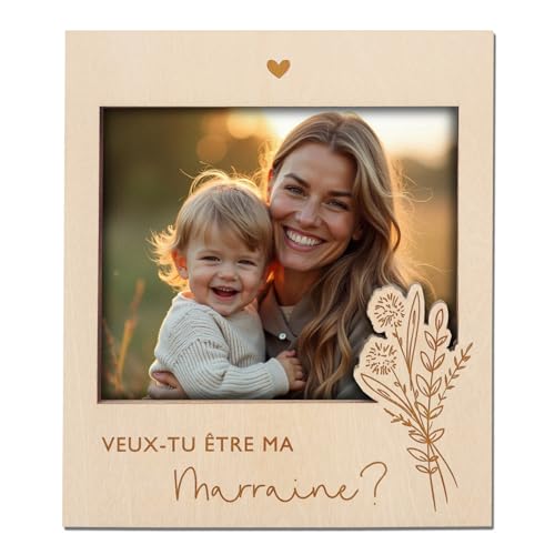 Joli Coon Cadre photo pour demander la marraine - Veux-tu être ma marraine - Cadre magnétique pour photo commune