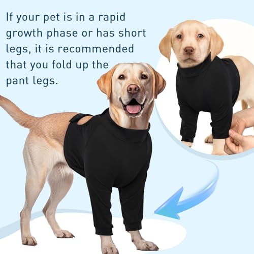 Image of ROZKITCH Dog Surgery Leg Sleeve Front Legs, Pet Anti Licking Wound Elbow Knee Elbow Protector, Dog Recovery Suit Cone Collar Alternative for Joint Care ACL CCL Arthritis Sprain Black S