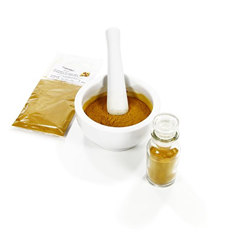 Curcuma gemahlen, Kurkuma, Kurkumawurzel Pulver, indisches Gewürz für Curry & Geflügel, Pulver mit Curcumin für goldene Milch und goldene Paste, Curcuma Latte, Gelbwurz, Haldi, Turmeric, 30g