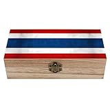 asbwuo Cajas decorativas de madera con la bandera de Tailandia y tapa abatible, cofre del tesoro, organizador de joyas y manualidades.