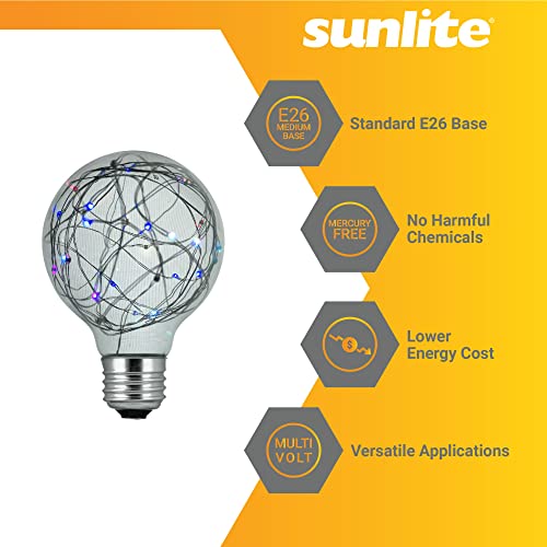 Sunlite 41016 G25 Globe Bulb, Led Fairy-Lights Inside, 1.5 Watts, Medium (E26) Base, Non Dimmable, Party Decoration, Holiday Lighting, String Light, Multi-Color, 6 Count #TOP2