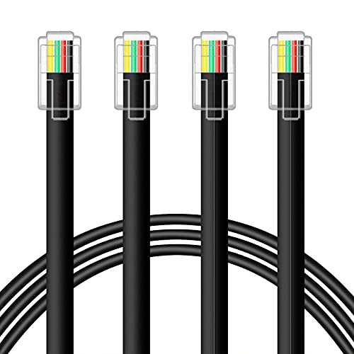 Necables 2Pack Short Rj9 Cable 1Ft 4P4C Phone Cord Telephone Cable Rj9 / Rj10 / Rj22 4P4C Male To Male Straight For Both Data And Voice Black - 1 Foot #TOP1