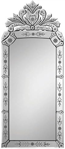 VENETIAN IMAGE Venetian Vertical Designer Mirror for Living Room Hall Mirror | Silver| 53.1L x 23.6W Inch